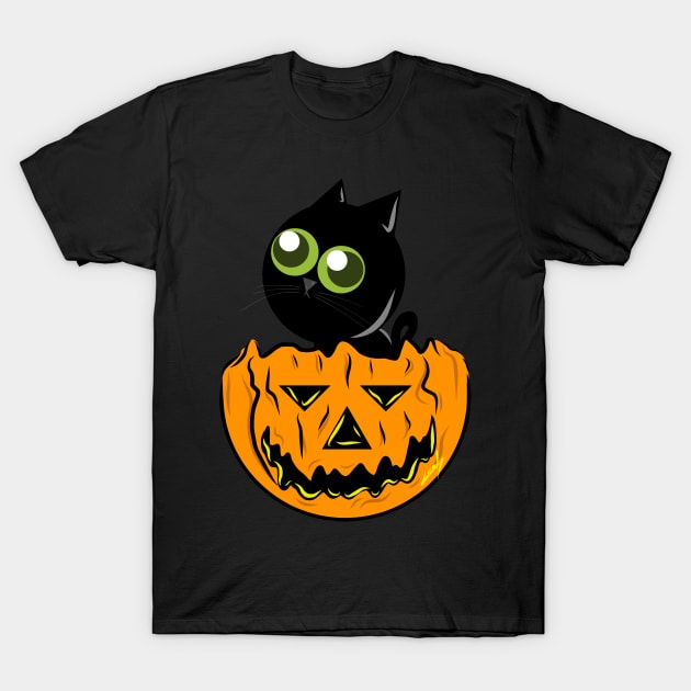 Halloween Cat T-Shirt by Galindo_Artworks